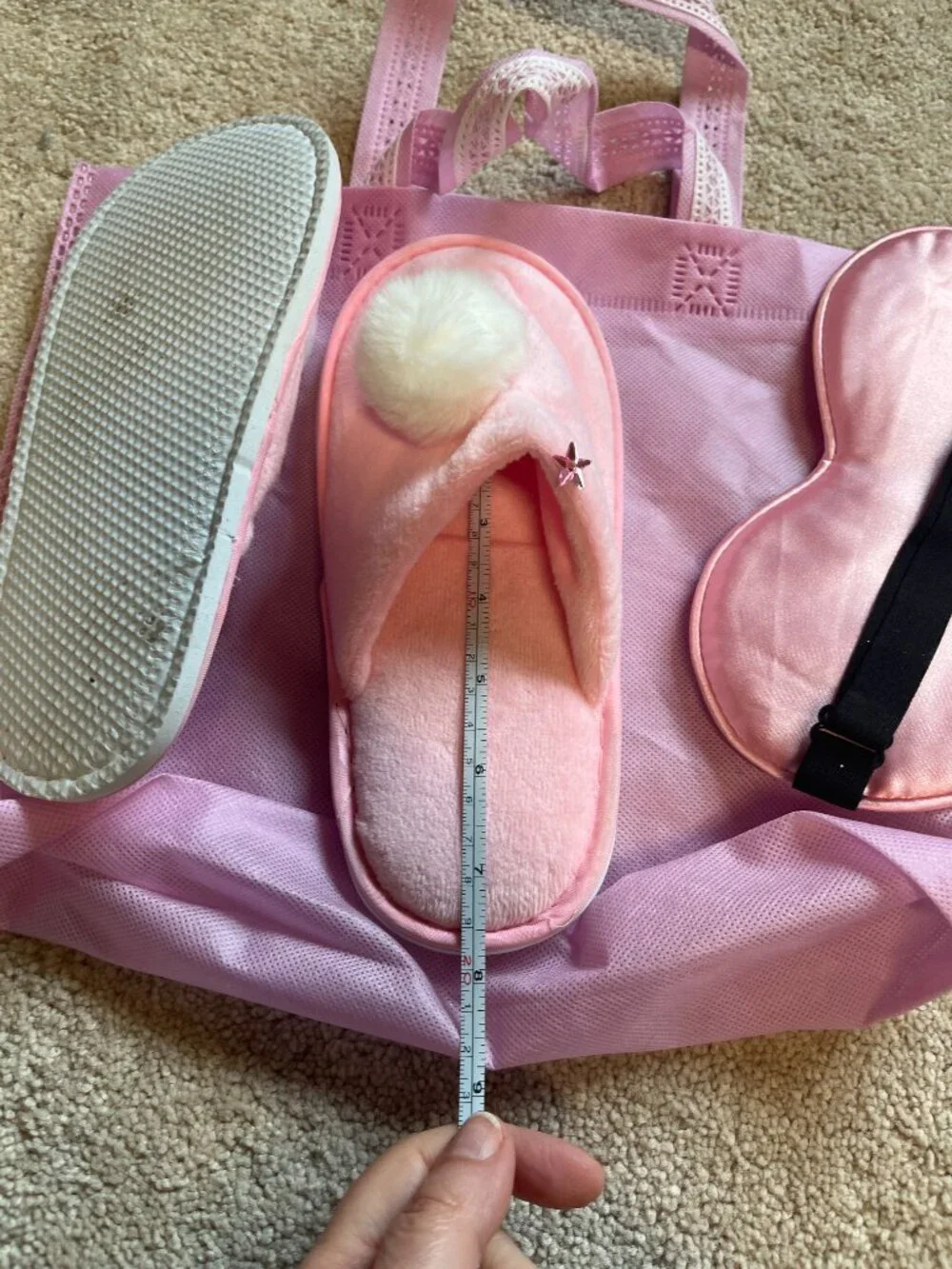 Pink Kids Spa Set (Slippers Sleep Mask and Pink Bag)